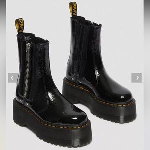 Dr Martens 2976 MAX DISTRESSED PATENT CHELSEA PLATFORM BOOTS